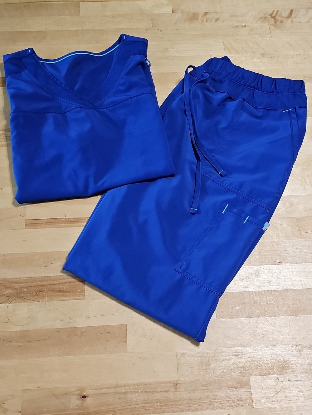 Scrubstar Electric Blue Scrub Set XL Top & Bottom Active Stretch